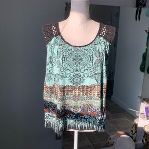 Bila Women's Sleeveless Top - Aqua and Black